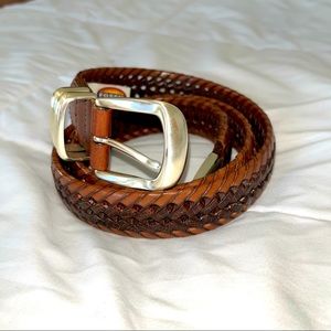 Fossil Brown Woven Leather Belt - Size 34